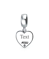 Bling Jewelry Heart Dangle Charm Bead Sterling Silver for European Bracelet