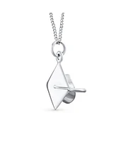 Bling Jewelry Graduate Gift Sterling Silver Pendant Necklace with Graduation Cap Hat Design