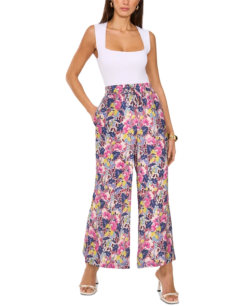 Vince Camuto Women's Floral-Print Mid-Rise Wide-Leg Pants