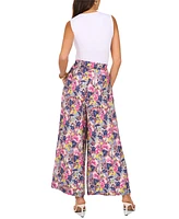 Vince Camuto Women's Floral-Print Mid-Rise Wide-Leg Pants