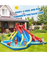 Inflatable Water Slide Crab Dual Slide Bounce House Fun Outdoor Playset for Kids