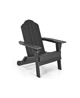 Foldable Weather Resistant Patio Chair with Built-in Cup Holder