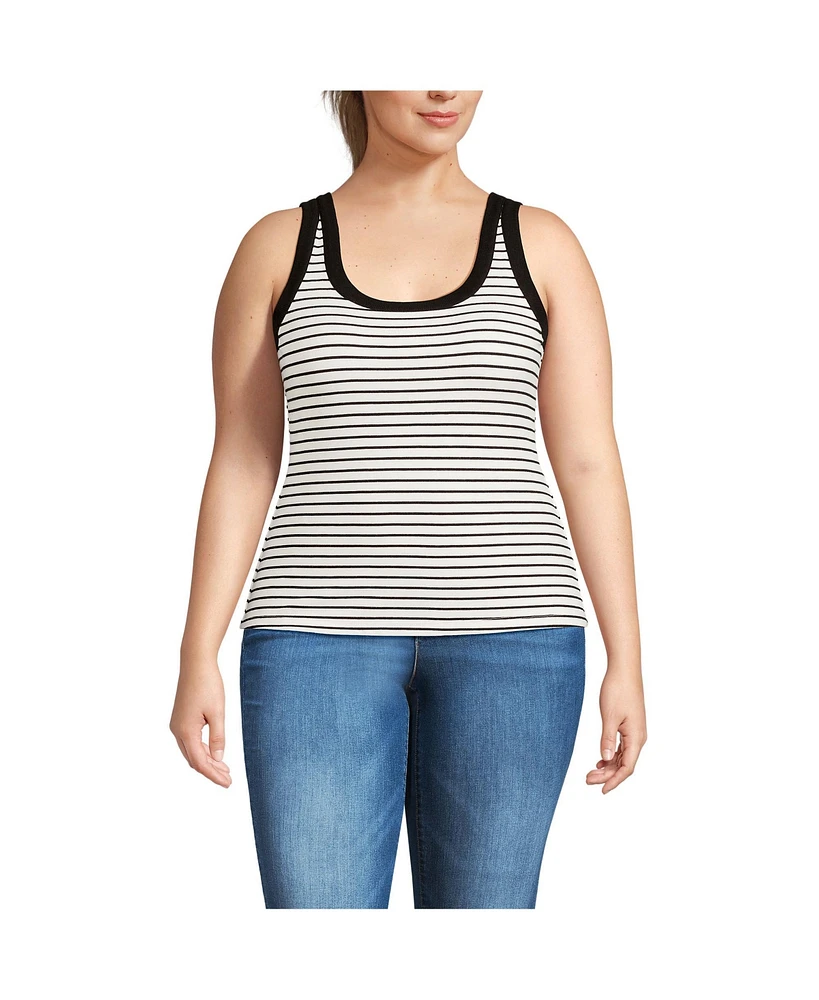 Lands' End Women's Plus Drapey Rib Fitted Tank Top