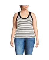 Lands' End Women's Plus Drapey Rib Fitted Tank Top