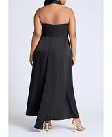 Eloquii Plus Halter Neck Satin Maxi Dress