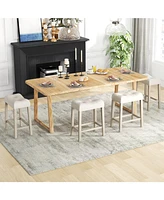 Set of 4 Upholstered Counter Height Bar Stools with Curved Saddle Seat Stylish and Comfortable Kitchen Seating