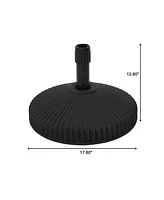 6 ibs. Heavy-Duty Round Outdoor Patio Umbrella Base in Black Can Be Filled with Water and Sand