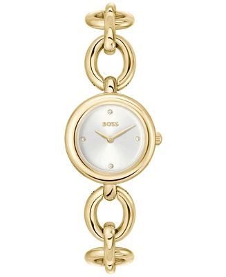 Hugo Boss Women's Live Quartz Slim Ionic Plated Thin Gold-Tone Stainless-Steel Watch, 28mm