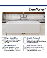 DeerValley 36" L X 18" W Fireclay Rectangular Single Bowl Farmhouse Kitchen Sink with Grid and Strainer