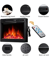 Kismile Electric 22" Fireplace Wooden Surround Firebox Free Standing, Adjustable Led Flame, Remote Control 750-1500W