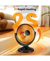 Kismile Oscillating Parabolic Space Heater with Thermostat and Timer, Radiant Dish Heater with Tip-Over and Overheating Protection For Indoor Use, 100