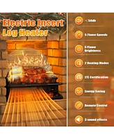 Kismile 20" Electric Fireplace Log Heater with Crackling Sound, 750W/1500W, Remote, Timer & Overheat Protection for Home/Office