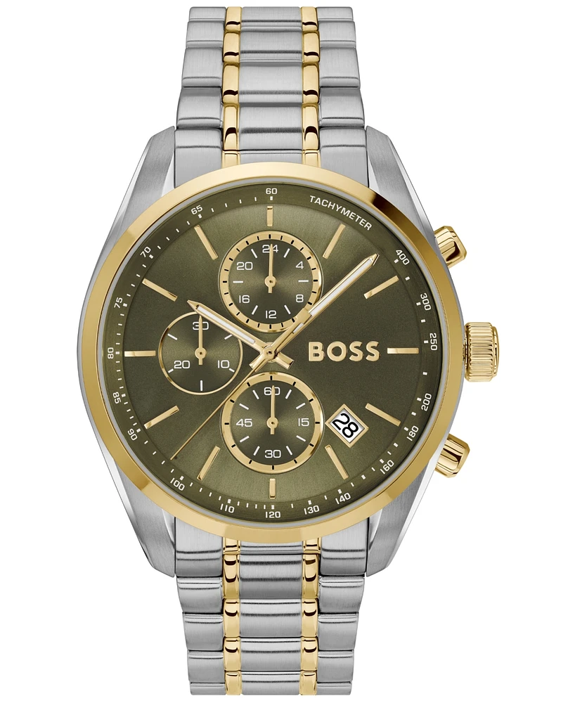 Hugo Boss Men's Grand Prix 44 Quartz Chronograph Two-Tone Stainless-Steel Watch, 44.50mm