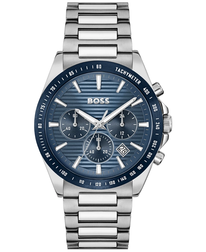 Hugo Boss Men's Strike Quartz Chronograph Silver-Tone Stainless-Steel Watch