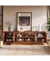 Tribesigns 70.9" Tv Stand for Living Room, Mid Century Modern Entertainment Center with 6-Tier Storage Shelf, Wood Long Media Console Television Stand