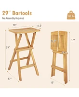 Set of 2 No Assembly Outdoor Bar Stools with Countered Seat
