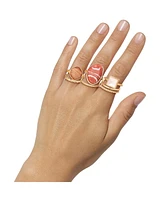 Jessica Simpson 7-Piece Stackable Ring Set with Coral Accents - Size 7