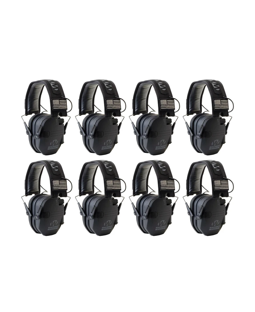 Walker's Razor Slim Ultra Low Profile Compact Design Earmuffs (Black) 8-Pack