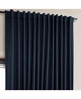 Half Price Drapes Nightfall Navy Extra Wide Textured Faux Linen Room Darkening Curtain