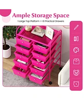 10-Drawer Rolling Storage Cart Versatile and Mobile Storage Solution for Home or Office