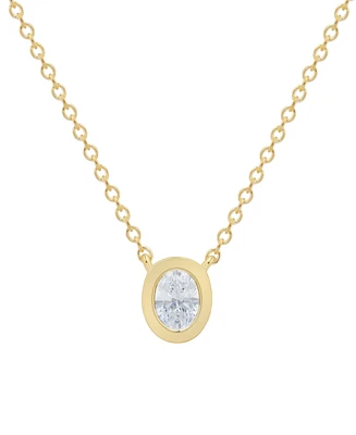 Diamond Bezel Oval Pendant 18" Necklace (1/5 ct. t.w.) in 14k Gold