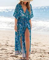 Women's Beach Goddess Paisley Cover-Up Maxi Beach Dress