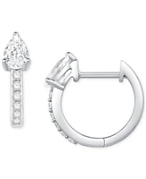 Diamond Pear & Round Small Hoop Earrings (5/8 ct. t.w.) in 10k White Gold