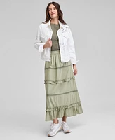 And Now This Women's Eyelet Embroidered Denim Jacket, Exclusively at Macy's