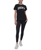 Dkny Women's Active Rhinestone-Logo Distressed Crewneck Cotton T-Shirt