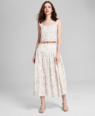 And Now This Women's Cotton Eyelet Midi Skirt, Exclusively at Macy's