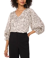 Vince Camuto Women's Paisley-Print Blouson-Sleeve V-Neck Top