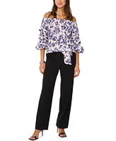 Vince Camuto Women's Floral-Print Off-The-Shoulder Bubble-Sleeve Top