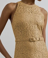 Lauren Ralph Women's Belted Metallic Lace Tiered Gown