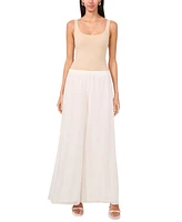 Msk Petite High-Rise Pull-On Palazzo Glitter Pants