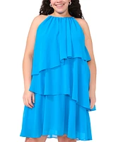 Msk Plus Embellished-Strap Halter Tiered Dress