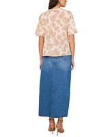 Vince Camuto Women's Puff-Sleeve Printed Top