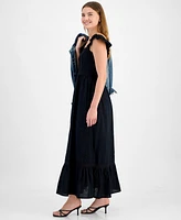 And Now This Women's Cotton Ruffled-Strap Swiss Dot Maxi Dress, Exclusively at Macy's