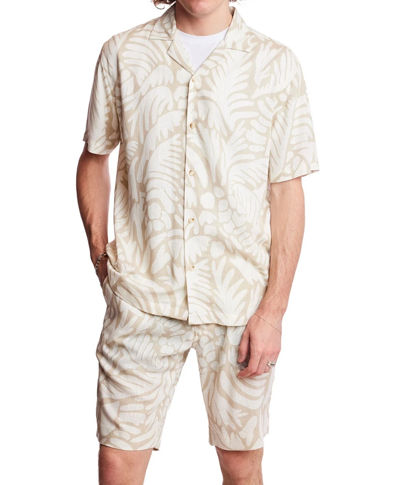 Paisley & Gray Men's Slim Fit Short Sleeve Printed Button-Front Camp Shirt