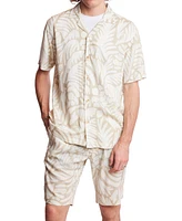 Paisley & Gray Men's Slim Fit Short Sleeve Printed Button-Front Camp Shirt