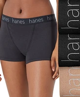 Hanes Women's 3-Pk. Originals Ultimate Cotton Stretch Boxer Brief Underwear 45UOBB