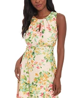 London Times Petite Floral-Print Eyelet Fit & Flare Dress