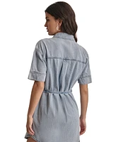 Dkny Jeans Women's Denim Self Belted Shirtdress