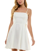 City Studios Juniors' Embellished-Strap Bow-Back Dress
