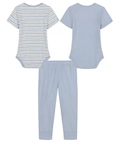Calvin Klein Baby Boys 3-Piece 2 Short Sleeve Bodysuits and Blue Fog Joggers Set