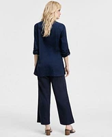 Tommy Hilfiger Womens Floral Puff Print Tunic Wide Leg Pants