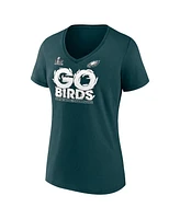 Fanatics Women's Midnight Green Philadelphia Eagles Super Bowl Lix Champions Local V-Neck T-Shirt