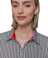 Karl Lagerfeld Paris Women's Poplin Striped Shirtdress