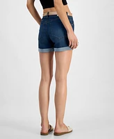 Dollhouse Juniors' Belted High-Rise Cuffed Shorts