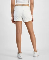 Dollhouse Juniors' Belted Ripped Cuffed Shorts