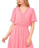 CeCe Women's Flutter-Sleeve Ruched V-Neck Dress